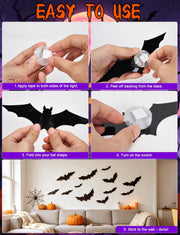 How to install 3D LED bat Halloween wall stickers step by step