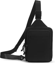 Front view of Hynes Eagle lightweight black crossbody sling bag