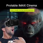 Man using VR SHINECON G10 headset with cinematic IMAX-style experience