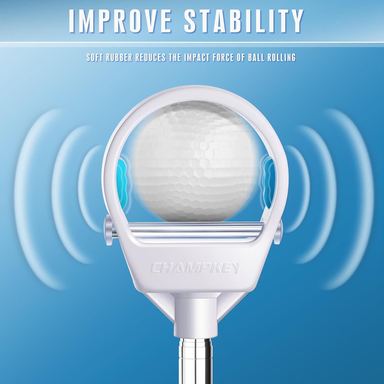 Stability-enhancing design of the golf retriever holding ball