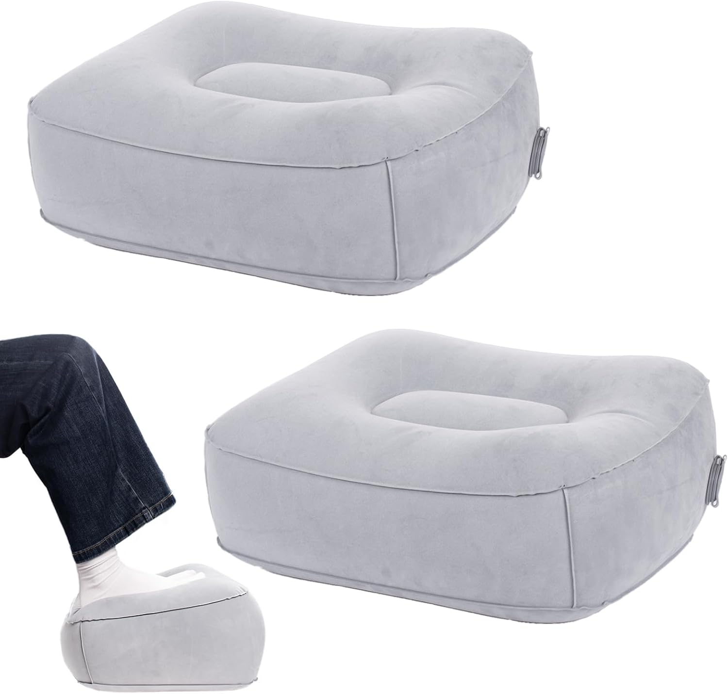 Inflatable travel footrest pillow grey ergonomic leg support cushion