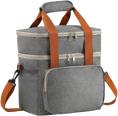 Insulated Double-Decker Lunch Bag for Men & Women – Leakproof Large Cooler Tote with Shoulder Strap & Handle