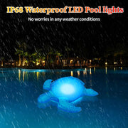 IP68 waterproof inflatable solar turtle pool light in rainy outdoor conditions