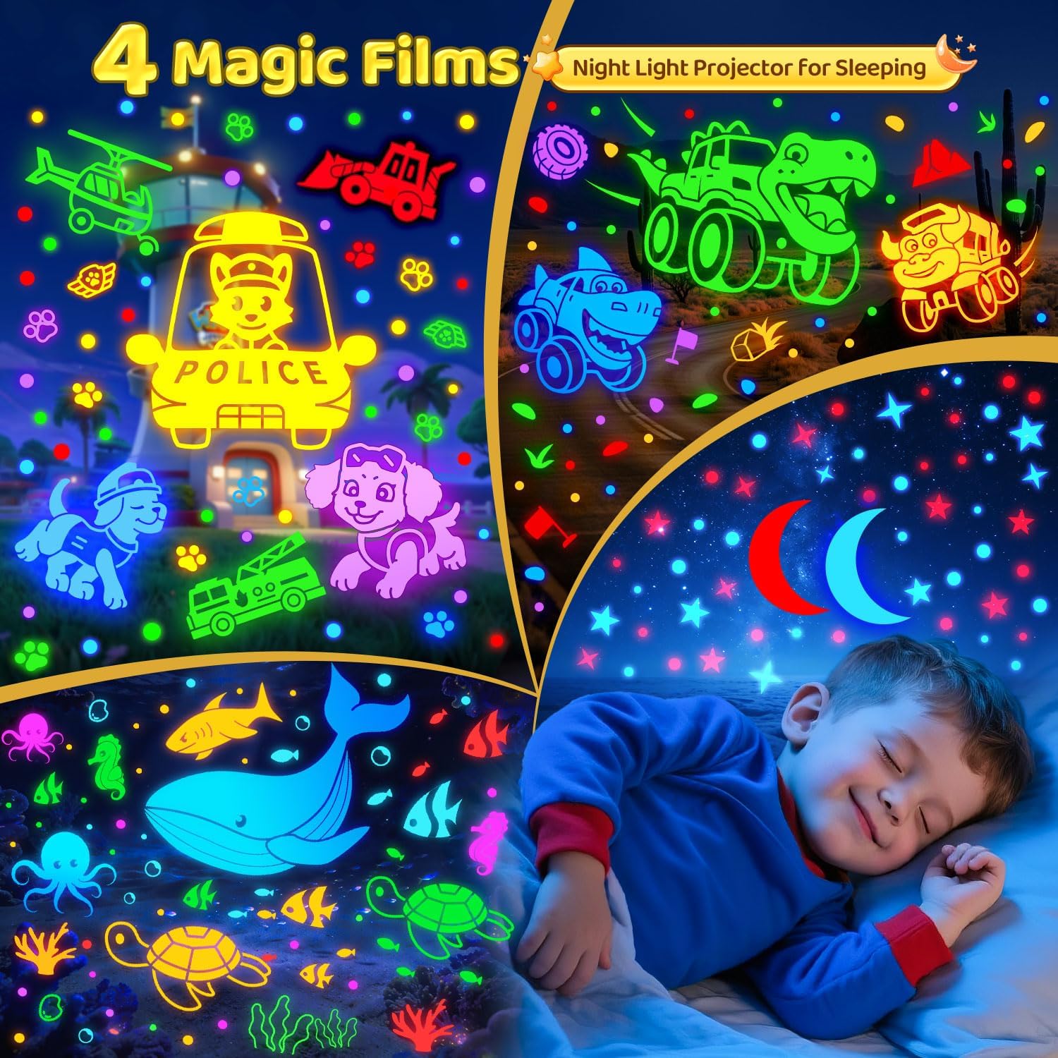 Jellyfish sound machine accessories including USB Type-C cable, projection films and instruction manual