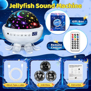 Jellyfish baby sound machine with star projector, remote control and gift box