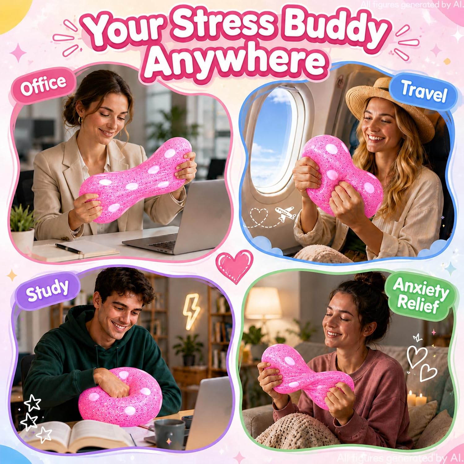 Jumbo pink squishy dice used for office, travel, study and relaxing breaks