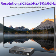 KCEVE DisplayPort KVM switch supporting 8K 60Hz and 4K 240Hz video
