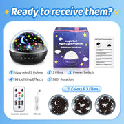 Kids night light projector with colorful ocean animal projection effects