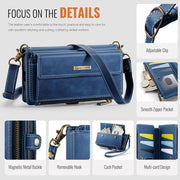 Large card capacity phone wallet case with zippered storage