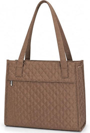 Brown lightweight quilted tote bag for women