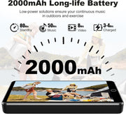Long battery life 2000mAh MP3 player for extended music play