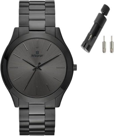 Men's Minimalist Black Stainless Steel Quartz Watch – Waterproof Luxury Design