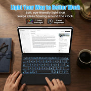 Mobee iPad keyboard case with 7-color backlit keys and three brightness levels