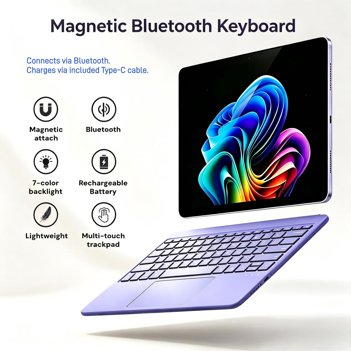 Mobee Surface Pro keyboard with Bluetooth connectivity, 7-color backlight and USB-C charging