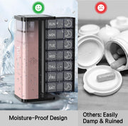Moisture resistant travel pill organizer protecting medication