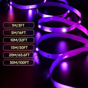 LED strip size options ranging from 3ft to 100ft