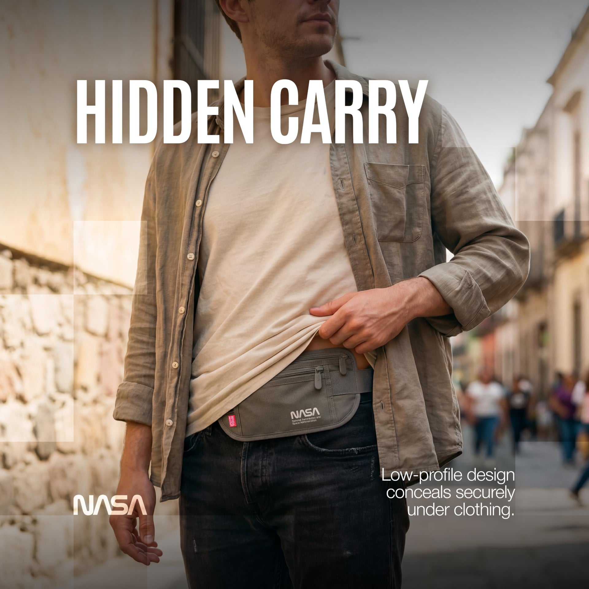 NASA hidden carry waist bag worn discreetly under clothing