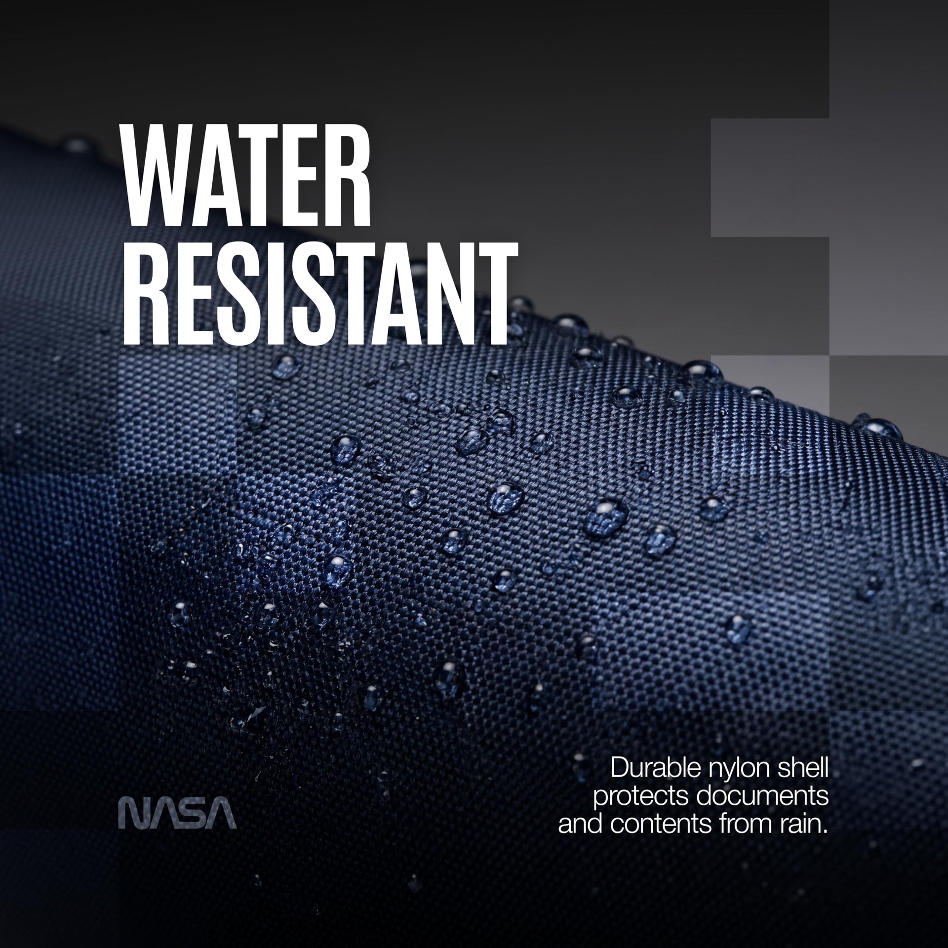 Close-up of water-resistant 210D nylon on NASA travel waist bag