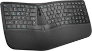 Nulea ergonomic wireless keyboard with split design and cushioned wrist rest in black