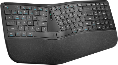 Nulea Ergonomic Wireless Keyboard with Wrist Rest, Split Bluetooth & 2.4G Rechargeable Multi-Device Keyboard for Windows, Mac, Laptop and PC