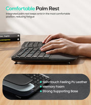 Close-up of Nulea keyboard integrated memory foam palm rest
