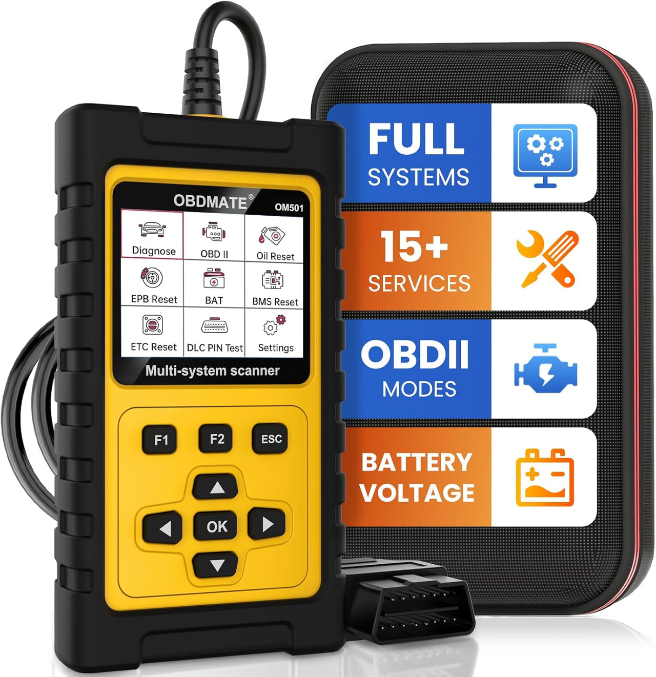 OBDMATE OM707 OBD2 scanner device with full system and service functions