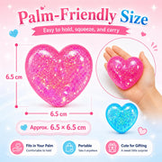 Palm-sized pink heart stress toy measuring approximately 6.5 cm