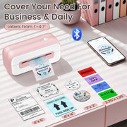 Label printer printing various label sizes for shipping and daily use