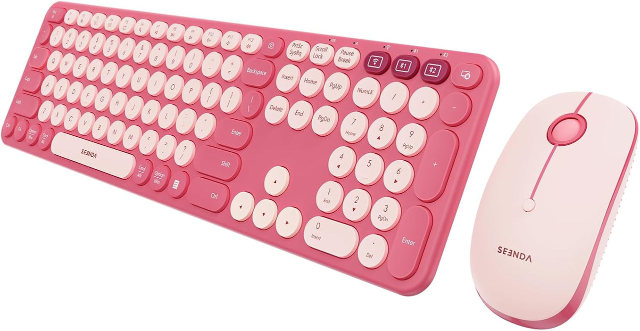Pink Seenda wireless keyboard and mouse combo – front view