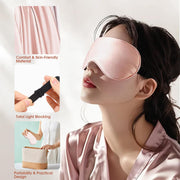 Pink satin sleep eye mask with adjustable strap