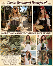 Printed pirate bandana head wrap for women's pirate costume