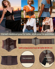 Women's brown lace-up pirate corset costume accessory