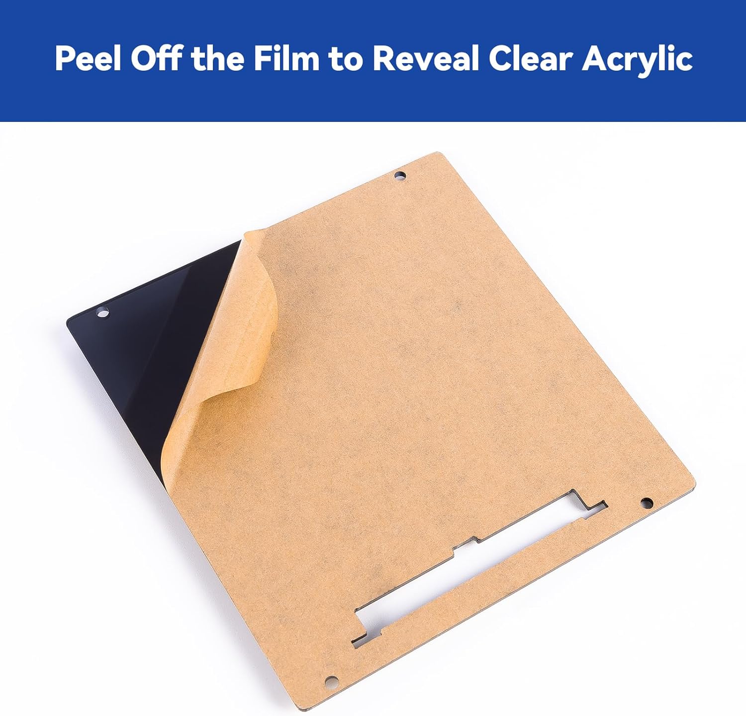 Acrylic panel with peelable film used in Pironman 5-MAX case construction.