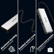 Compact size, braided cable, and aluminum body of WAVLINK USB hub