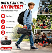 Lightweight portable spinning top battle arena carried outdoors and used at school, park and friends' house