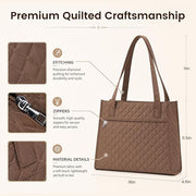 Premium quilted tote bag dimensions and craftsmanship