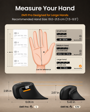 EM11 Pro black ergonomic mouse sized for large hands