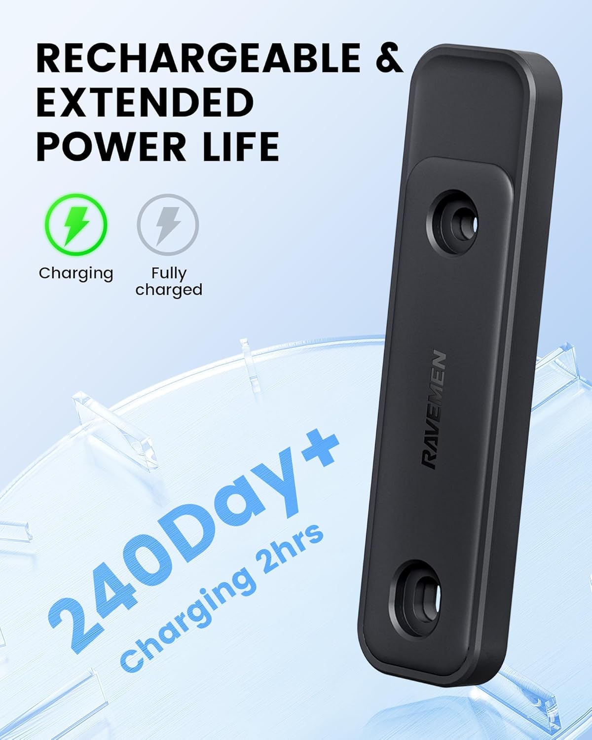 Rechargeable bike tracker with 240-day battery and USB-C charging