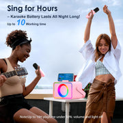 Karaoke machine with rechargeable battery and up to 10 hours playtime