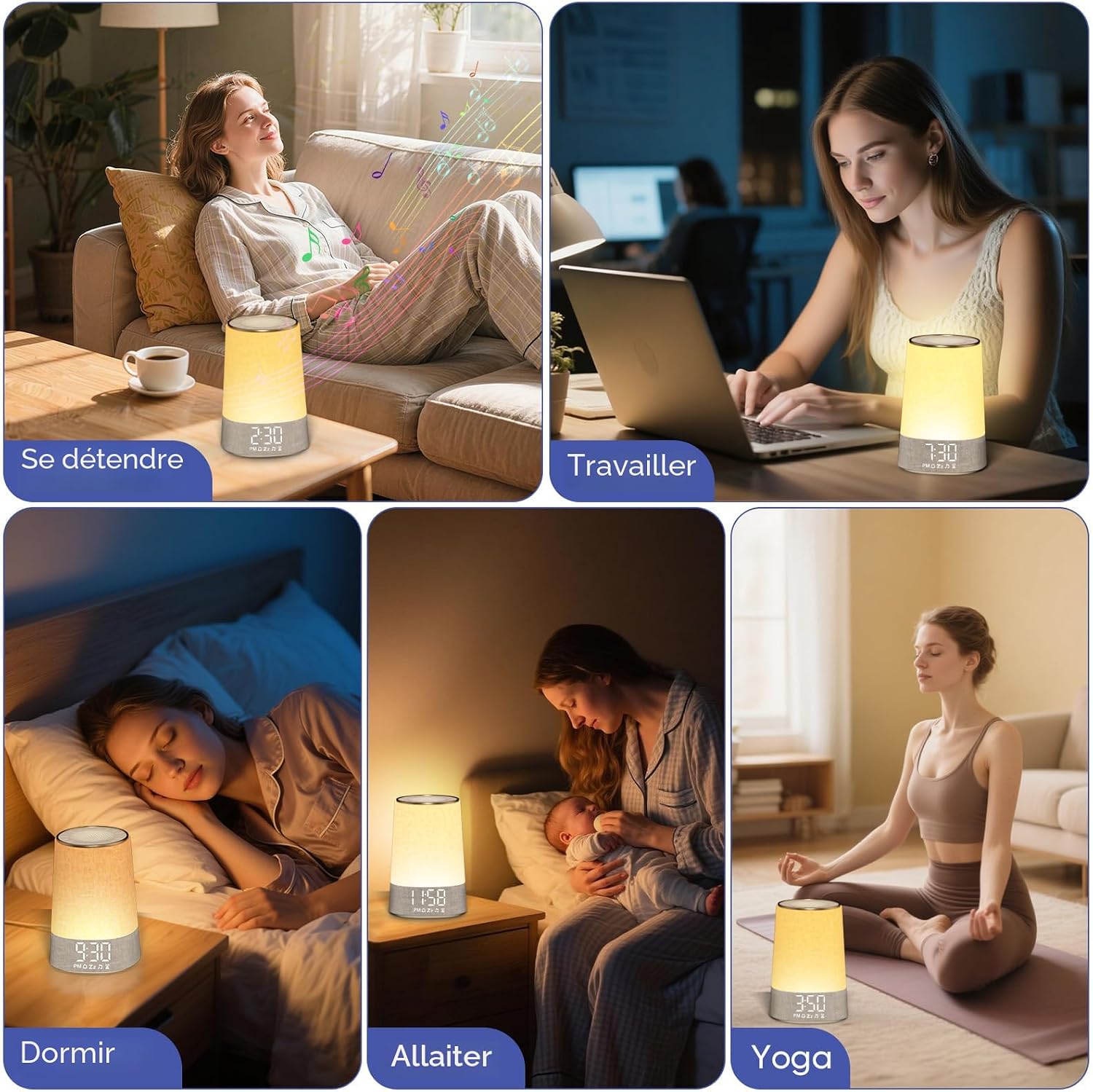 Sunrise alarm clock for sleep reading nursing and yoga