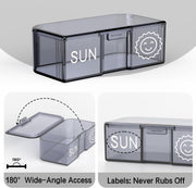Removable daily pill box with wide opening lid