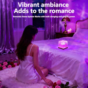 RGB aurora projector lamp creating romantic bedroom ambiance lighting