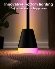 Innovative LED floor lamp base with immersive bottom lighting in pink and yellow tones
