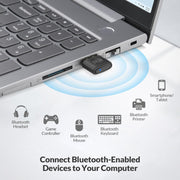 Rii Bluetooth 5.4 Adapter connected to a laptop for wireless device connection.