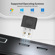 Supported operating systems for Rii Bluetooth 5.4 USB Adapter (Windows 7-11).