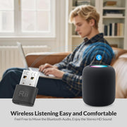 Bluetooth speaker connection via Rii Bluetooth 5.4 USB Adapter.