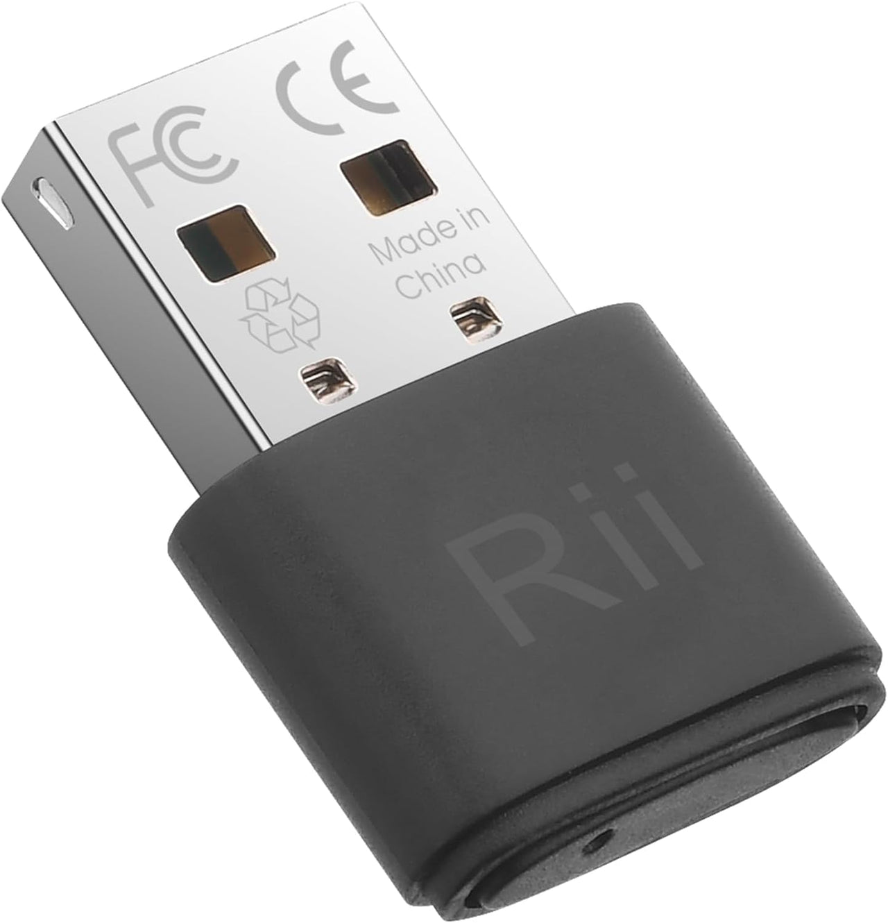 Close-up of Rii Bluetooth 5.4 USB Adapter showing compact design.