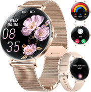 Rose gold smartwatch with floral watch face