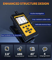 Durable structure with rubber casing and 2.8" screen for automotive diagnostics