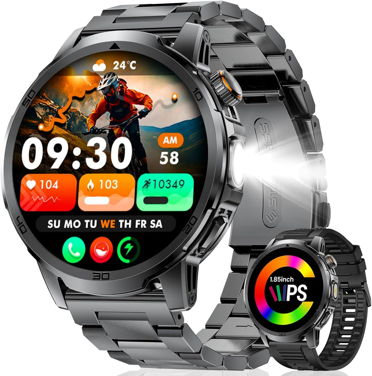 Men’s rugged smartwatch with Bluetooth calling and HD display